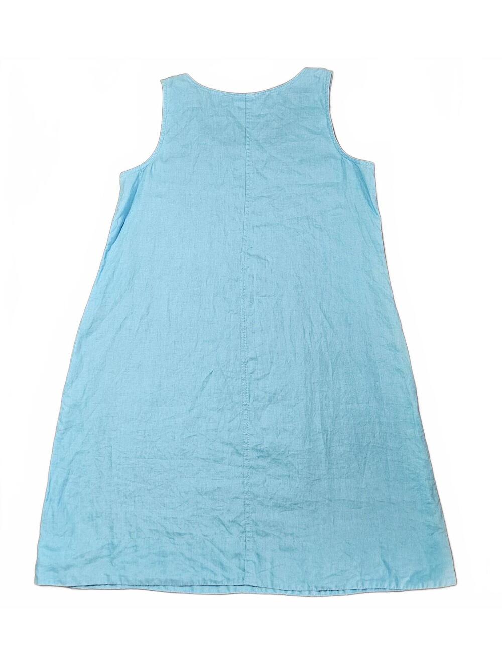 J.Jill Medium Blue Linen Sleeveless Shift Dress Casual Summer Comfortable - Picture 2 of 9